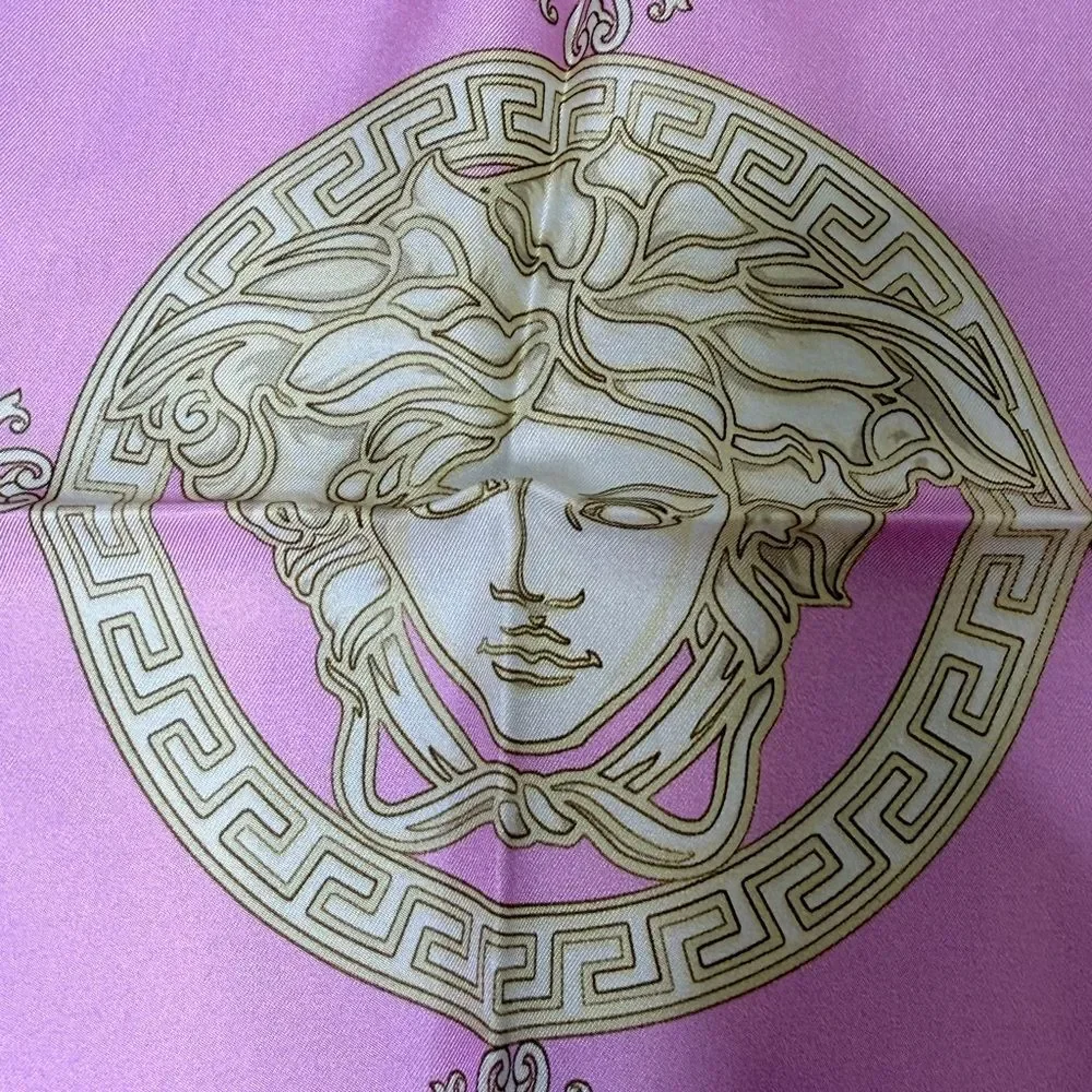 New In Box ✨ VERSACE Pink / Gold Medusa Silk Scarf Twilly